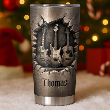 Rock And Roll Spirit 3D Guitars - Personalized Stainless Steel Tumbler-Myprintsy