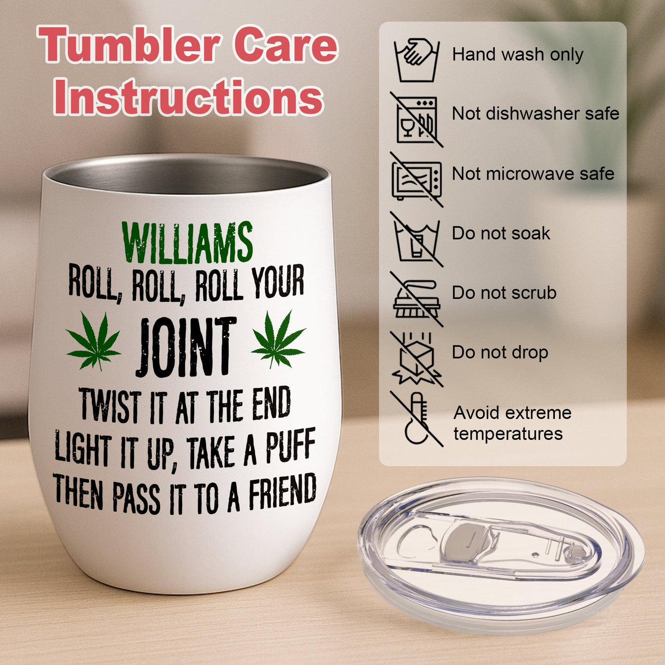 Roll Your Joint, Twist It At The End, Light It Up, Take A Puff, Then Pass it To A Friend - Personalized Accent Mug-Myprintsy