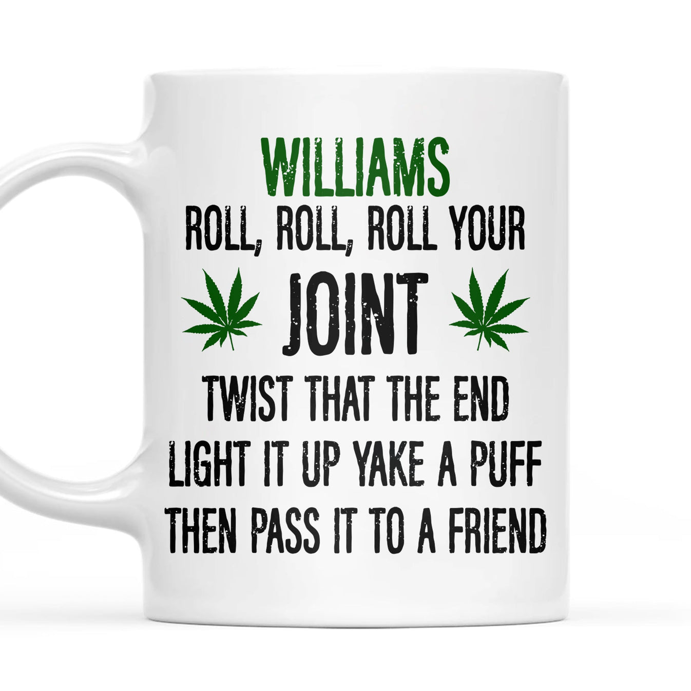 Roll Your Joint, Twist It At The End, Light It Up, Take A Puff, Then Pass it To A Friend - Personalized Accent Mug-Myprintsy
