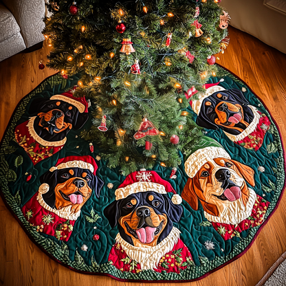 Rottie Christmas Magic Christmas Quilted Tree Skirt-Myprintsy