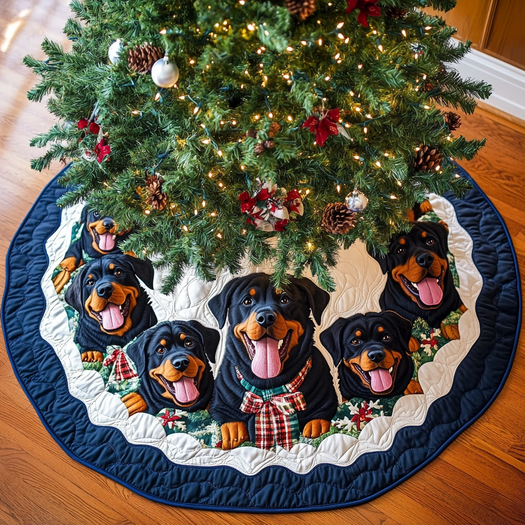 Rottweiler Christmas Charm Christmas Quilted Tree Skirt VTQ-Myprintsy