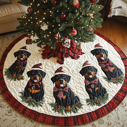 Rottweiler Holiday Cheer Christmas Quilted Tree Skirt VTQ-Myprintsy