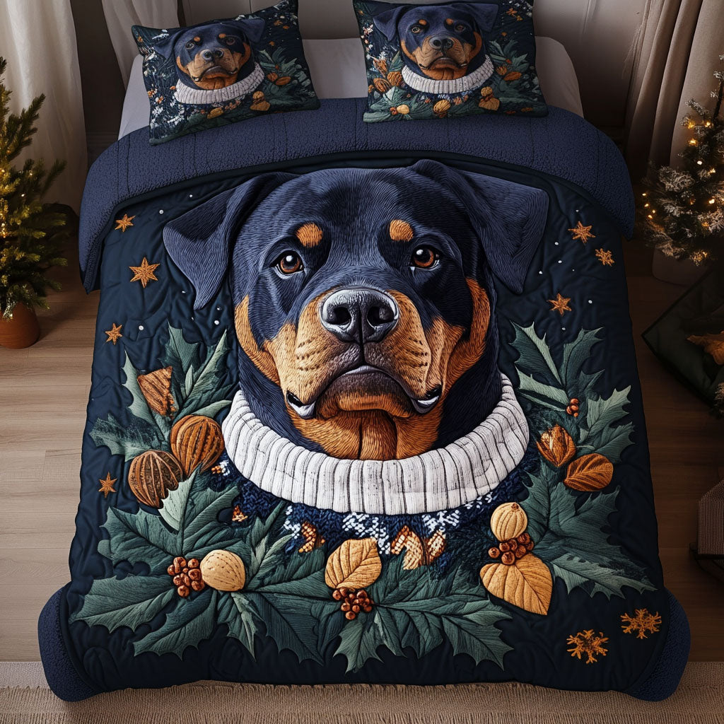 Rottweiler Warmhearted Woof -Piece Quilted Bedding Set VTQ-Myprintsy