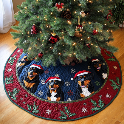 Rottweiler Xmas Joy Christmas Quilted Tree Skirt-Myprintsy