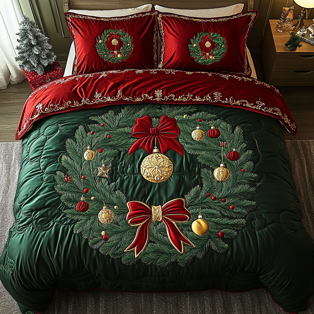 Royal Holiday Charm -Piece Quilted Bedding Set VTQ-Myprintsy