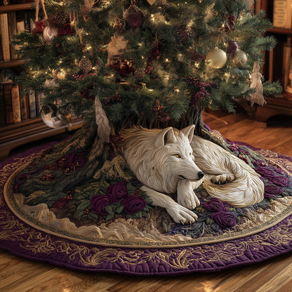 Royal Winter Wolf Christmas Quilted Tree Skirt-Myprintsy
