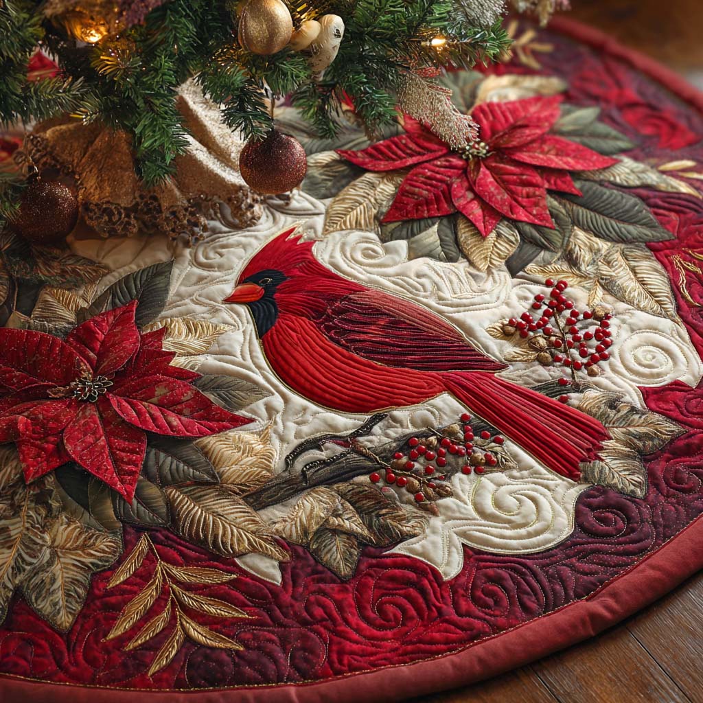 Ruby Songbird Noel Quilted Tree Skirt-Myprintsy