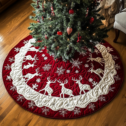 Rudolph Glow Christmas Quilted Tree Skirt-Myprintsy