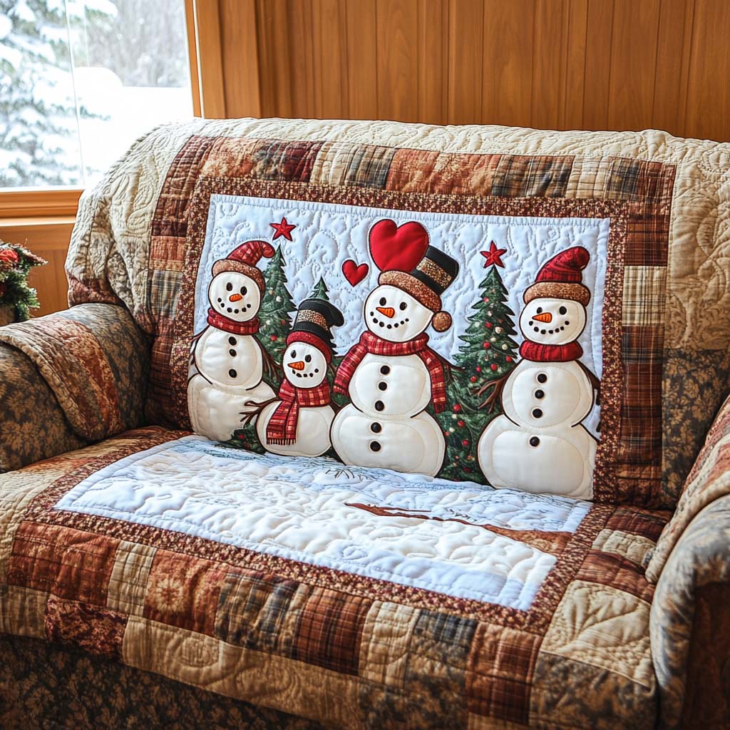 Rustic Cabin Snowmen Quilted Sofa Cover VTQ-Myprintsy