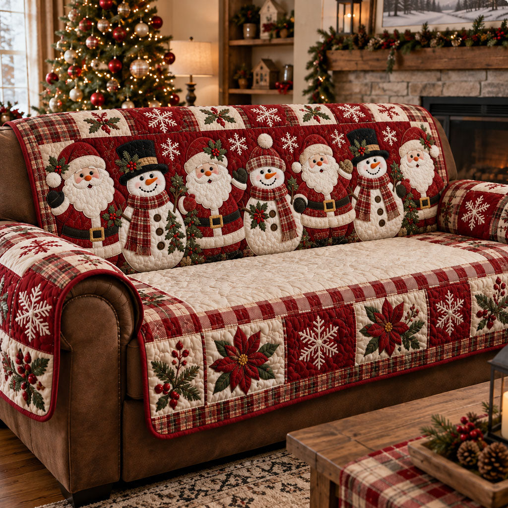 Rustic Christmas Memories Quilted Sofa Cover VTQ-Myprintsy