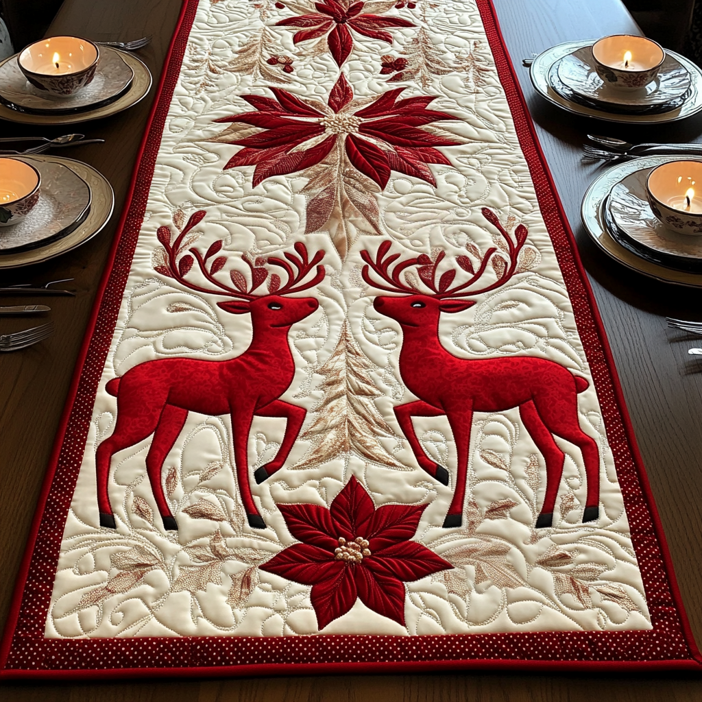 Rustic Deer Charm Quilted Table Runner VH VTQ-Myprintsy