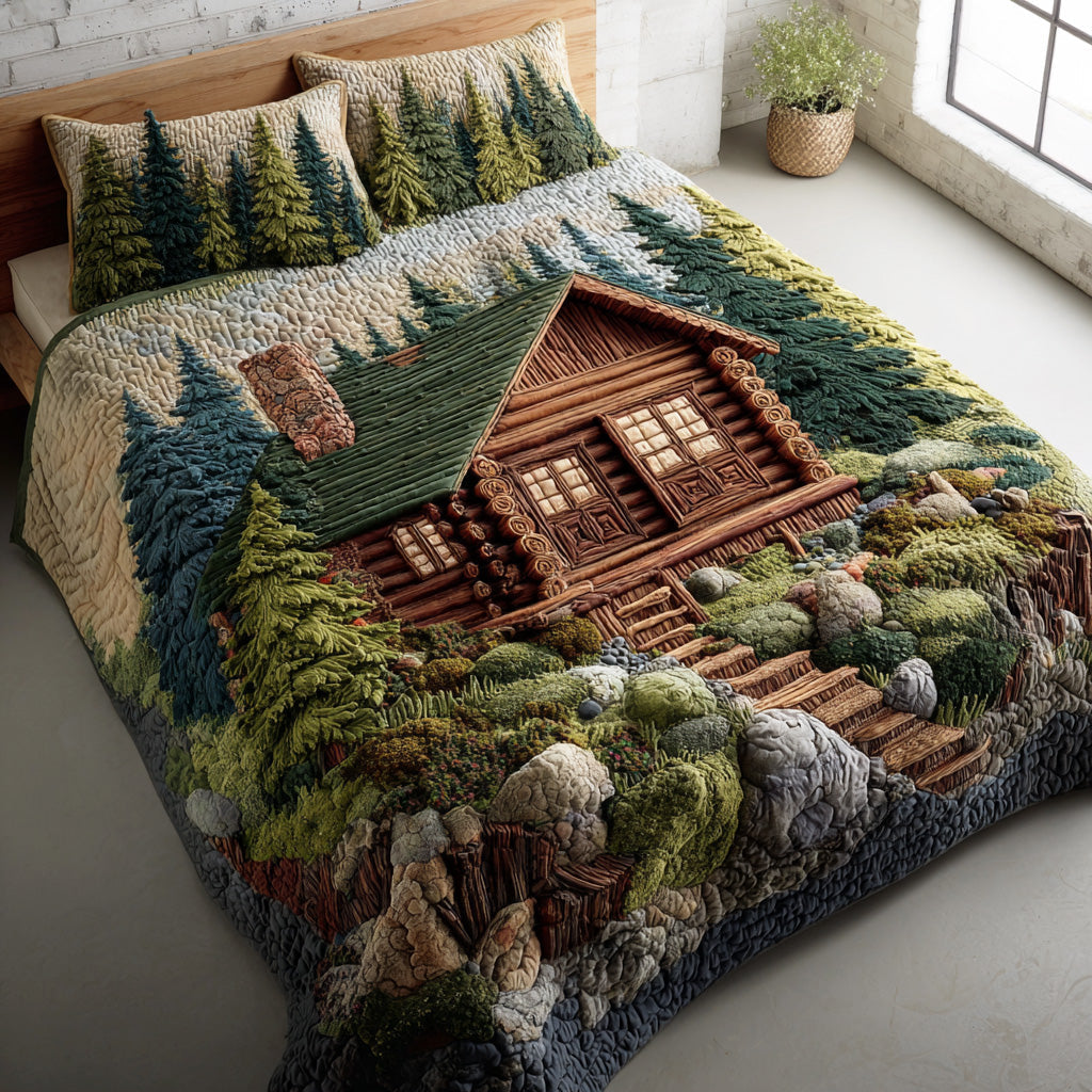 Rustic Evergreen Path -Piece Quilted Bedding Set VTQ-Myprintsy