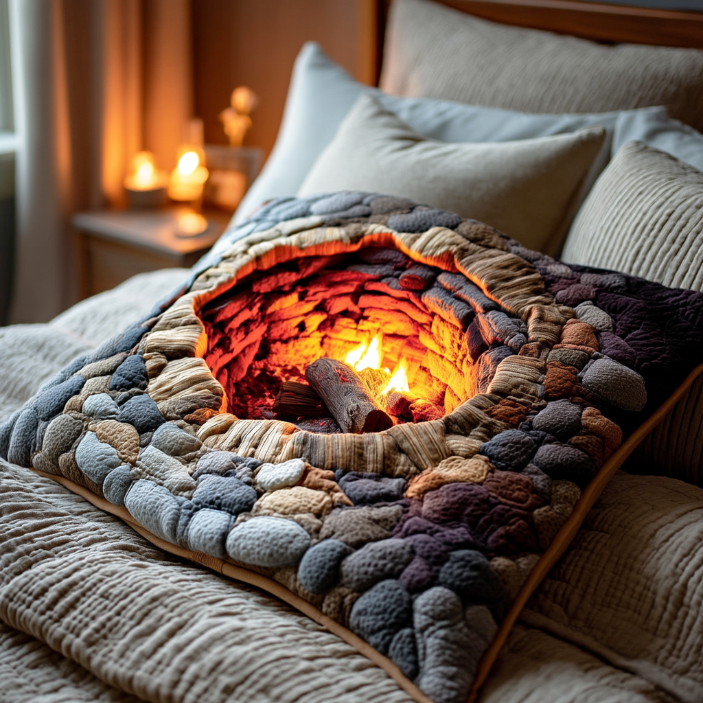 Rustic Fire Gathering Quilted Pillow Case VTQ-Myprintsy