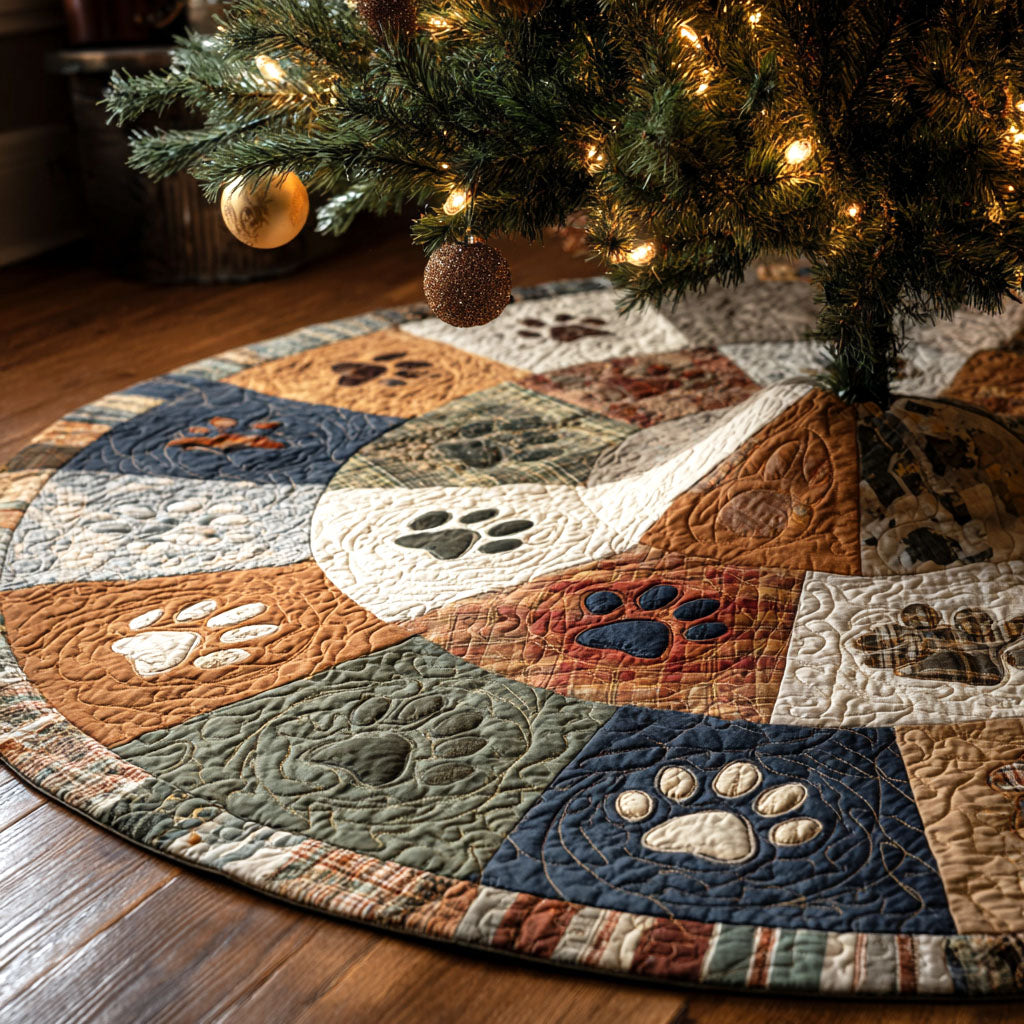 Rustic Paws Christmas Quilted Tree Skirt-Myprintsy