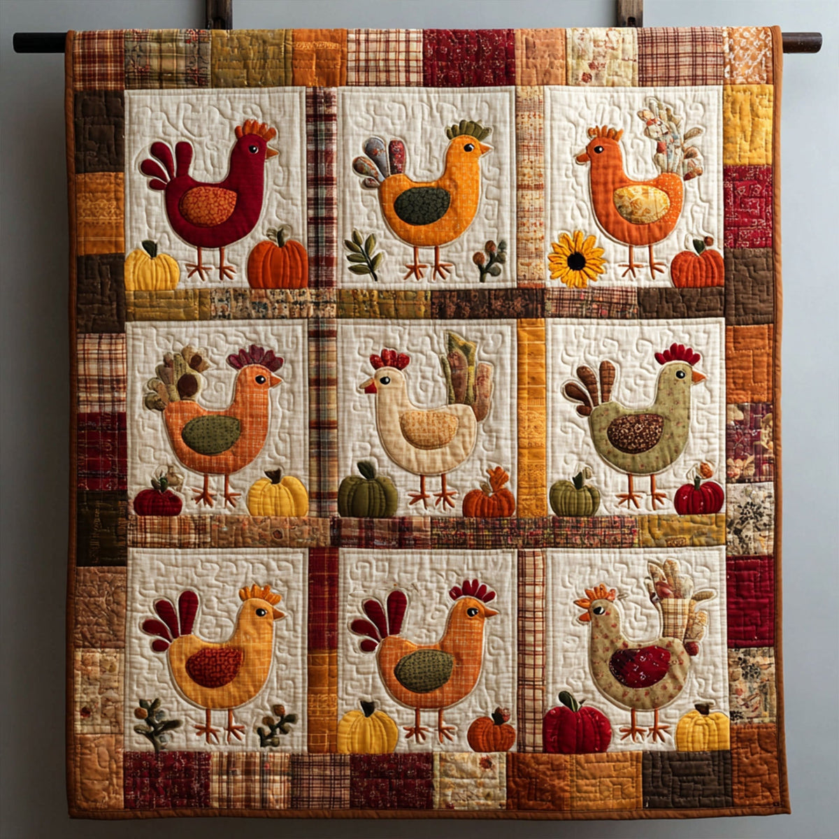 Rustic Roosters Quilted Blanket VTQ-Myprintsy