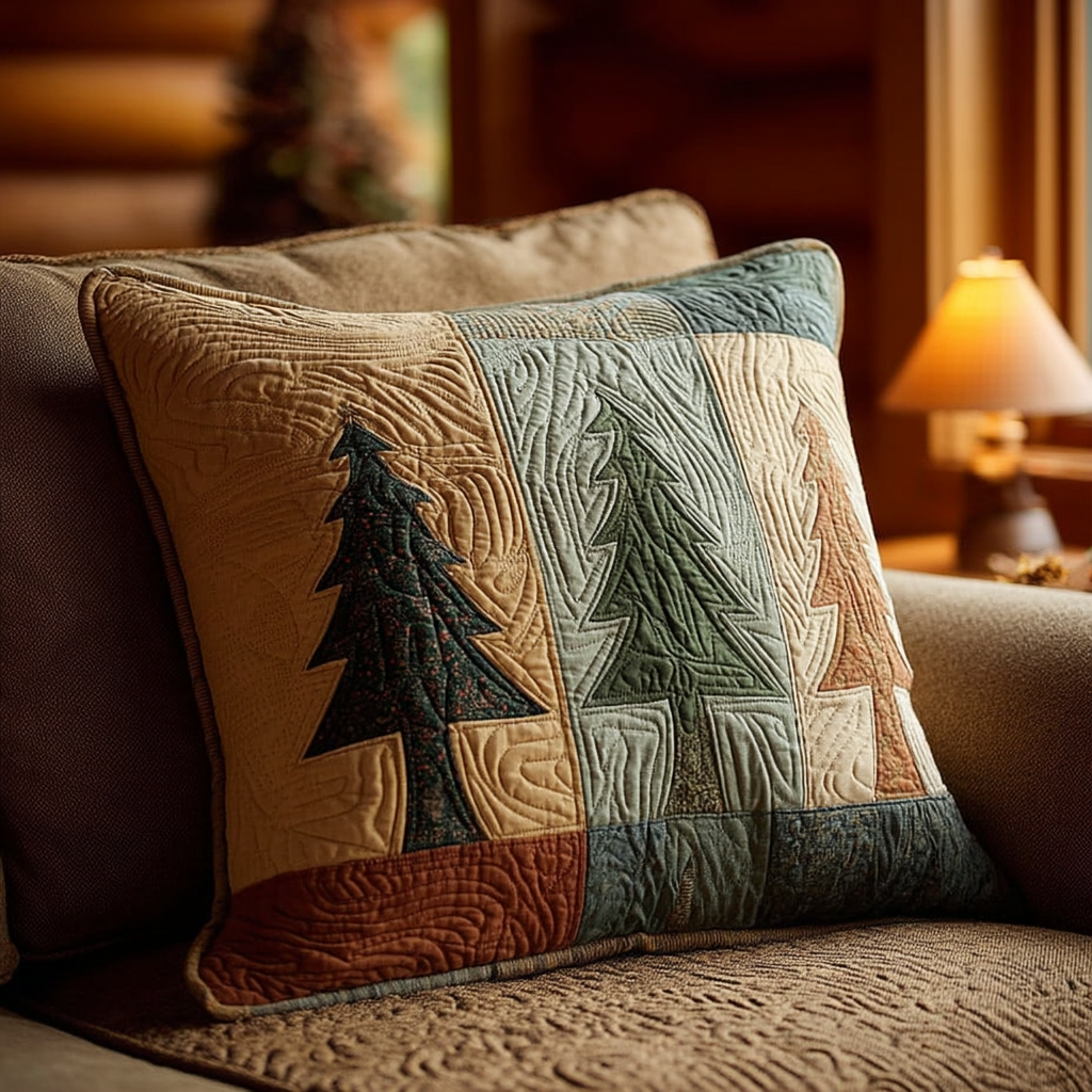 Rustic Winter Pines Quilted Pillow Case VTQ-Myprintsy