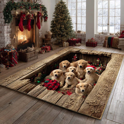 Rustic Yuletide Goldens Area Rug VTQ-Myprintsy