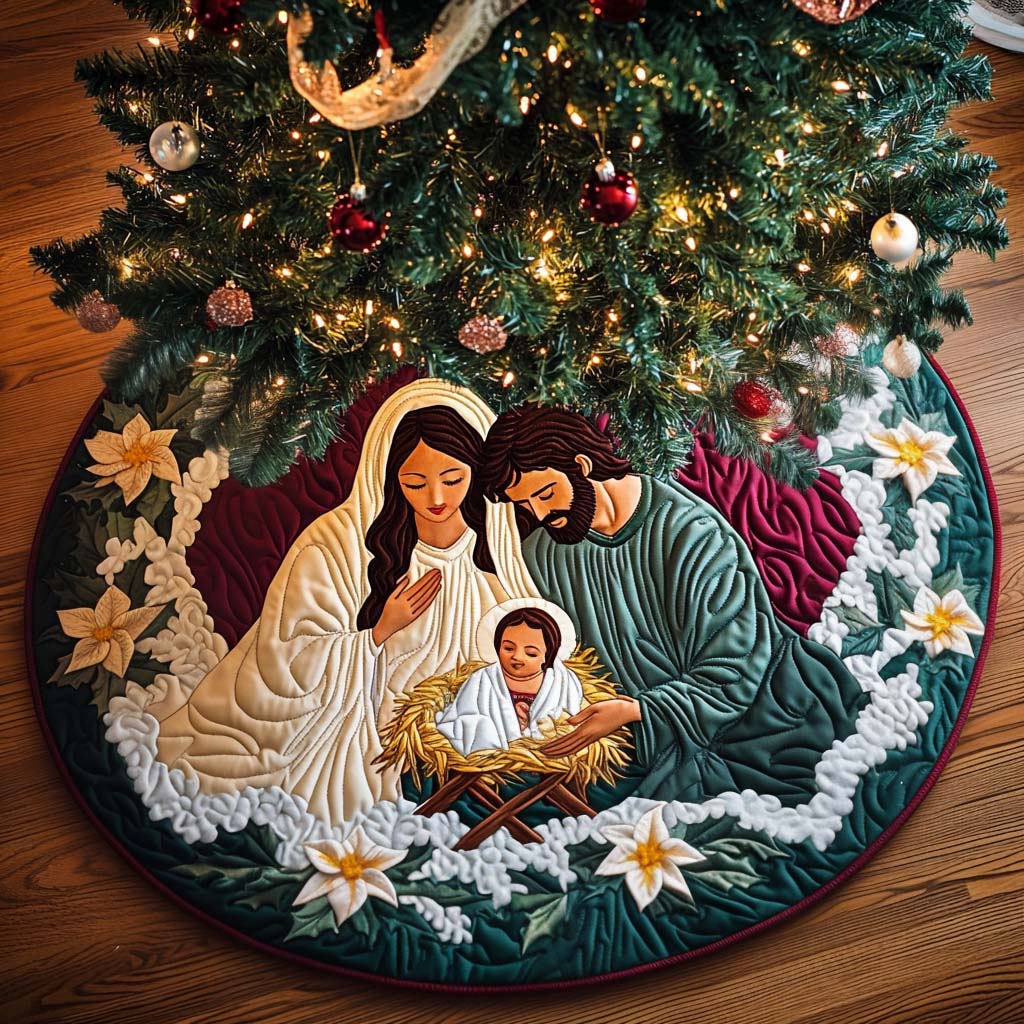 Sacred Harmony Christmas Quilted Tree Skirt-Myprintsy
