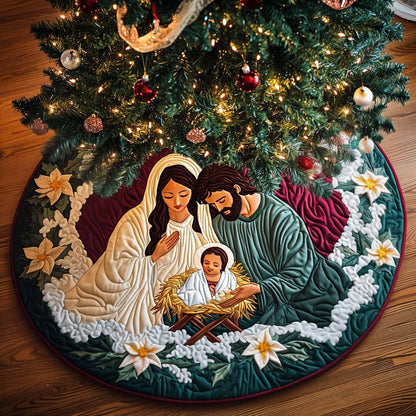 Sacred Harmony Christmas Quilted Tree Skirt-Myprintsy