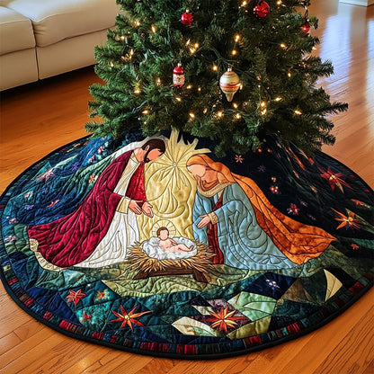Sacred Manger Quilted Christmas Tree Skirt VTQ-Myprintsy