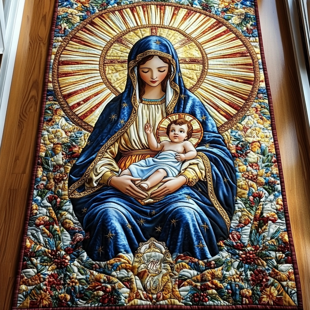 Sacred Radiance of Mary Quilted Table Runner VTQ-Myprintsy