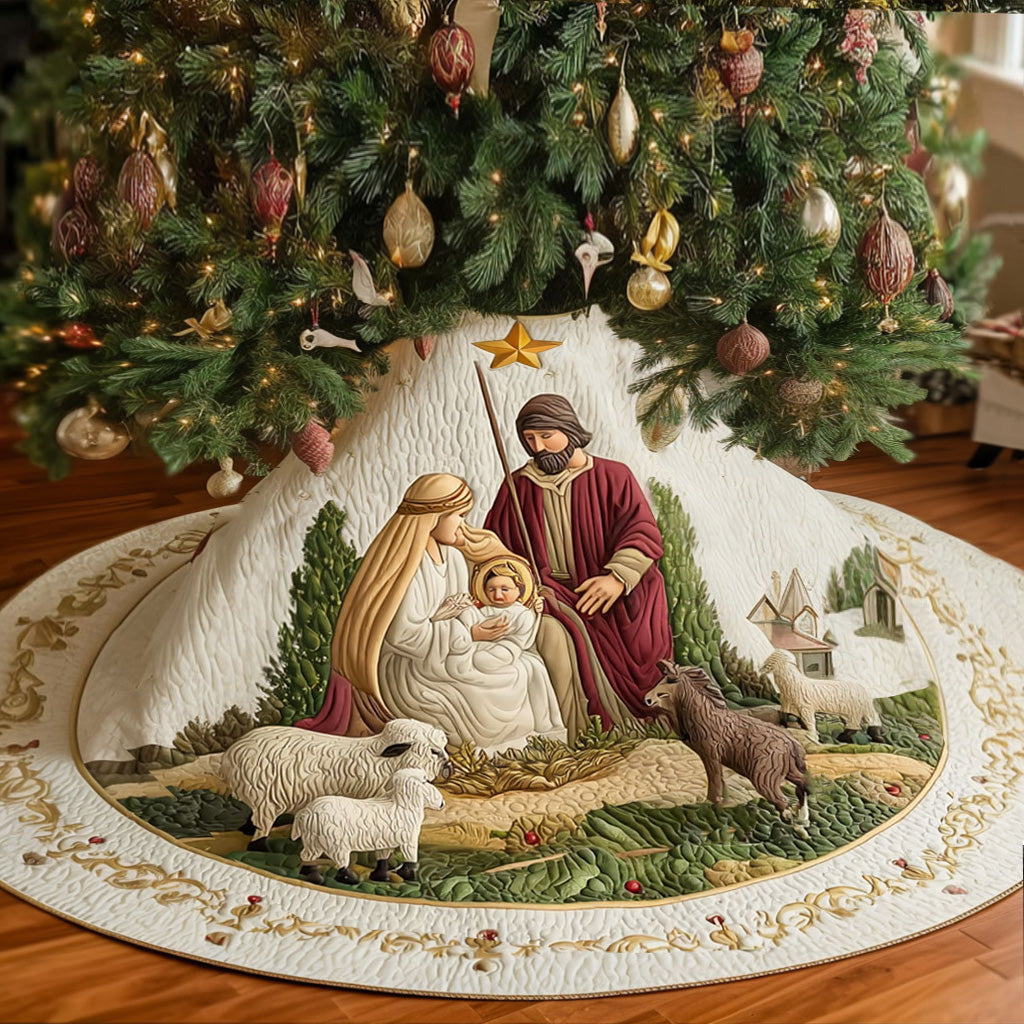 Sacred Wonder Christmas Quilted Tree Skirt-Myprintsy
