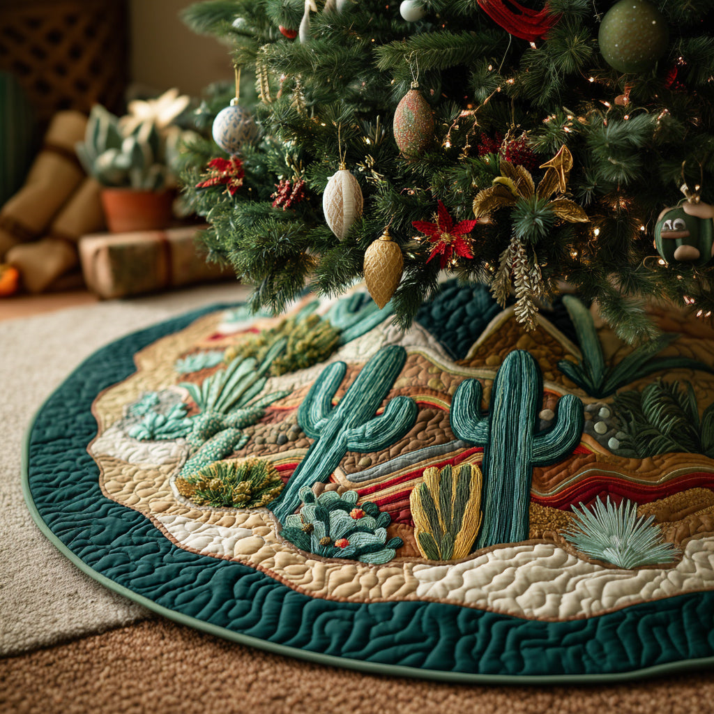 Saguaro Cactus Valley Quilted Christmas Tree Skirt HH-Myprintsy