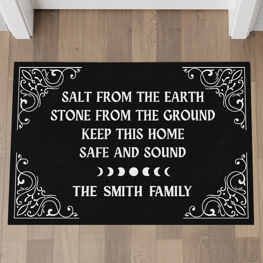 Salt From The Earth, Stone From The Ground, Keep This Home, Safe And Sound - Personalized Halloween Doormat-Myprintsy