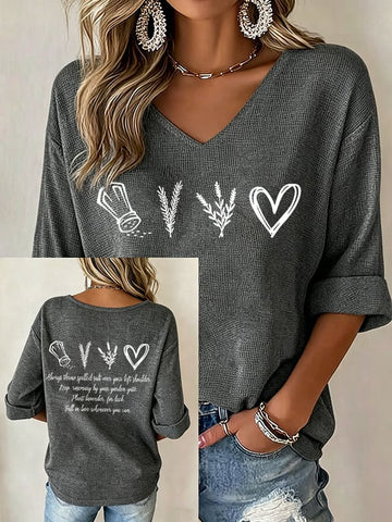 Salt Rosemary Lavender Love - Casual V Neck Top-Myprintsy