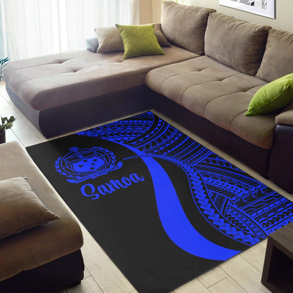 Samoa Area Rug - Blue Polynesian Tentacle Tribal Pattern-Myprintsy