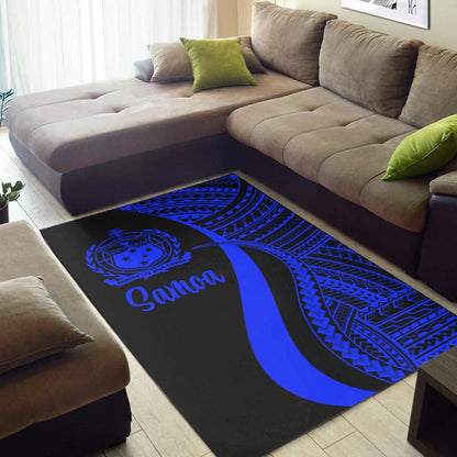 Samoa Area Rug - Blue Polynesian Tentacle Tribal Pattern-Myprintsy