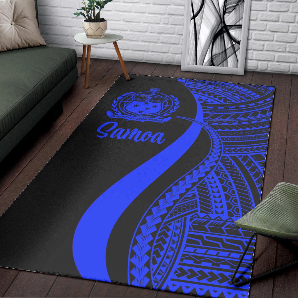 Samoa Area Rug - Blue Polynesian Tentacle Tribal Pattern-Myprintsy