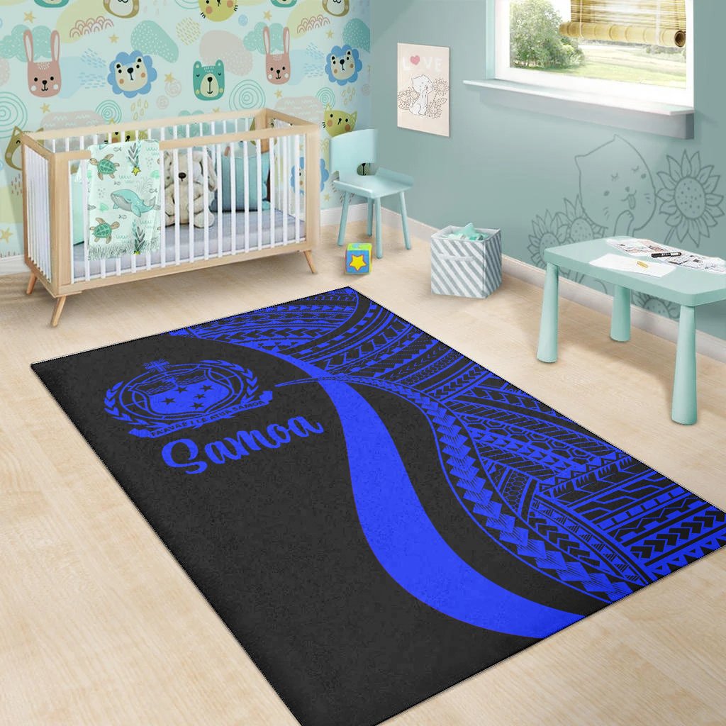 Samoa Area Rug - Blue Polynesian Tentacle Tribal Pattern-Myprintsy