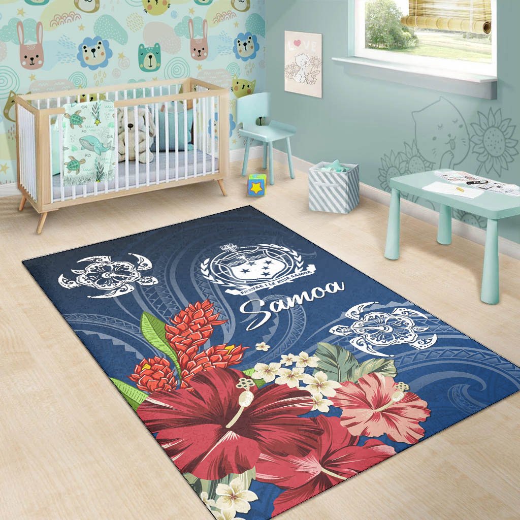 Samoa Area Rug - Flower And Turtle-Myprintsy
