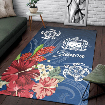 Samoa Area Rug - Flower And Turtle-Myprintsy