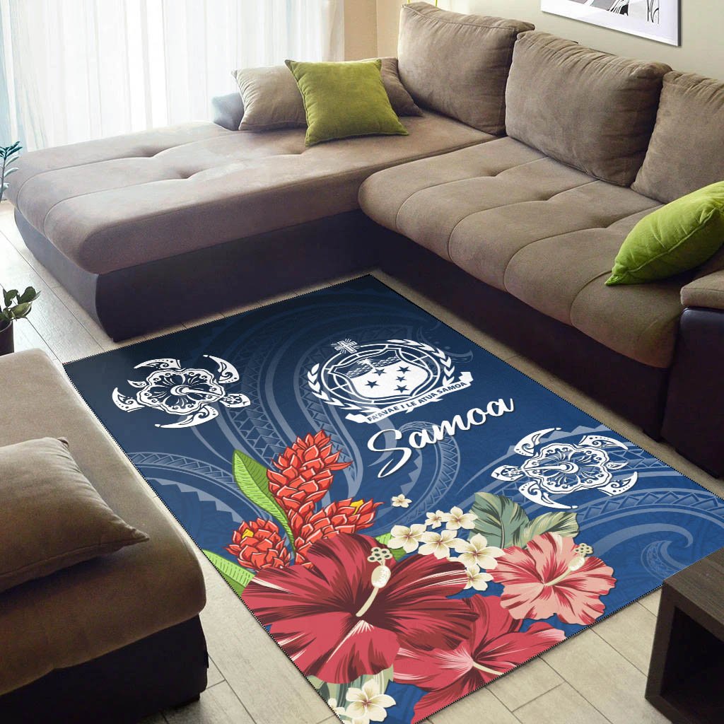 Samoa Area Rug - Flower And Turtle-Myprintsy