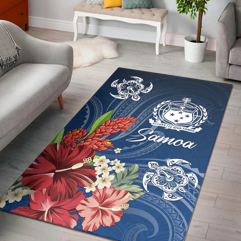 Samoa Area Rug - Flower And Turtle-Myprintsy