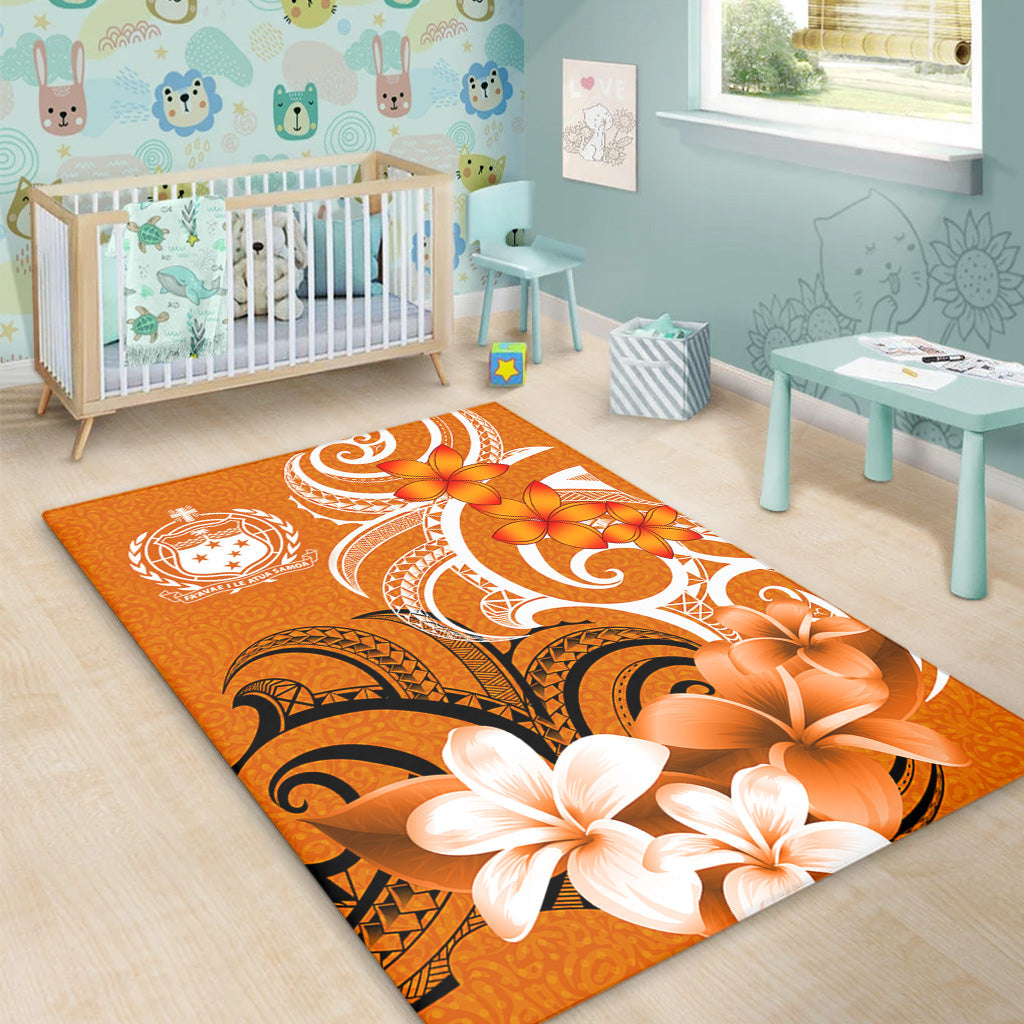 Samoa Area Rug Polynesian Floral Spirit Orange-Myprintsy