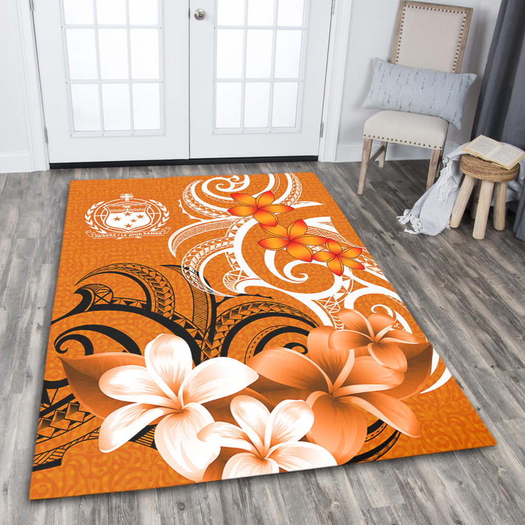 Samoa Area Rug Polynesian Floral Spirit Orange-Myprintsy