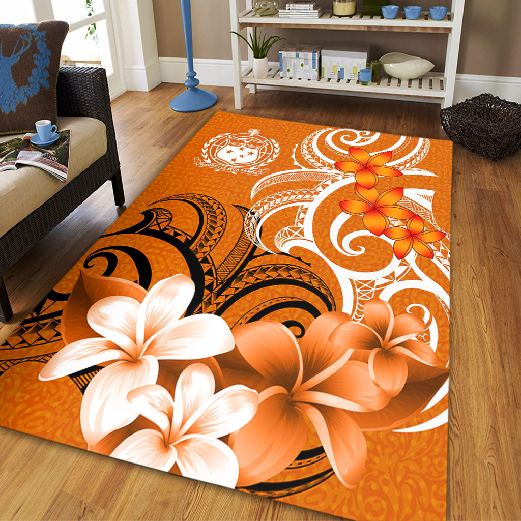 Samoa Area Rug Polynesian Floral Spirit Orange-Myprintsy