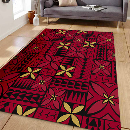 Samoa Area Rug Siapo Design Tribal Pattern Red-Myprintsy