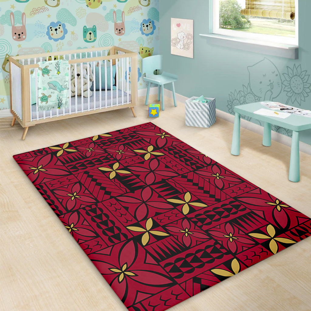 Samoa Area Rug Siapo Design Tribal Pattern Red-Myprintsy