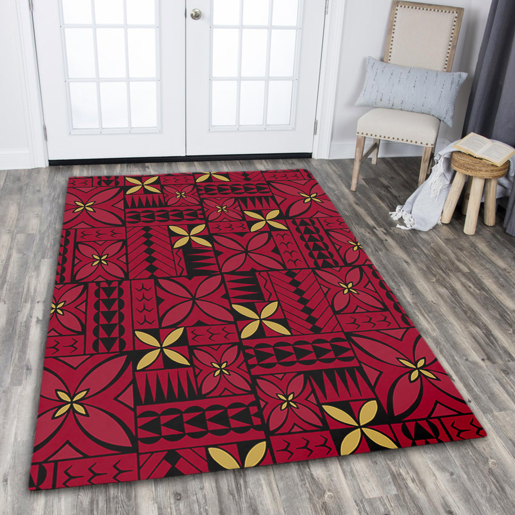 Samoa Area Rug Siapo Design Tribal Pattern Red-Myprintsy