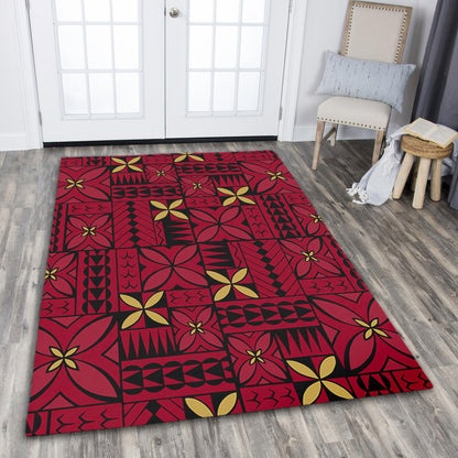 Samoa Area Rug Siapo Design Tribal Pattern Red-Myprintsy