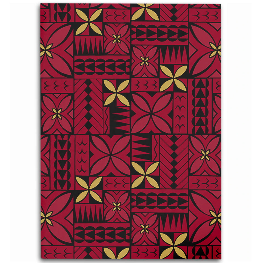 Samoa Area Rug Siapo Design Tribal Pattern Red-Myprintsy