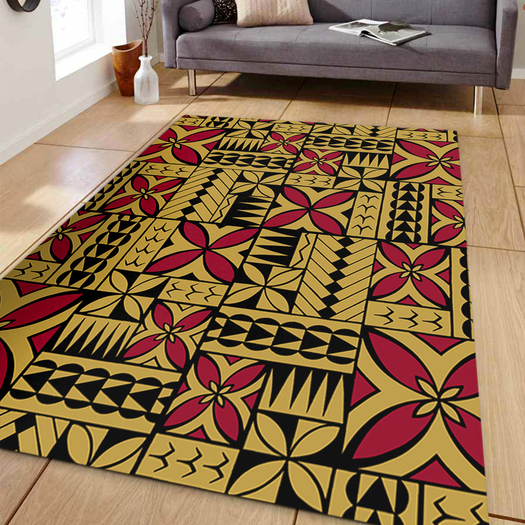 Samoa Area Rug Siapo Design Tribal Pattern Yellow-Myprintsy