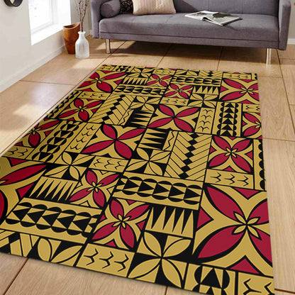 Samoa Area Rug Siapo Design Tribal Pattern Yellow-Myprintsy