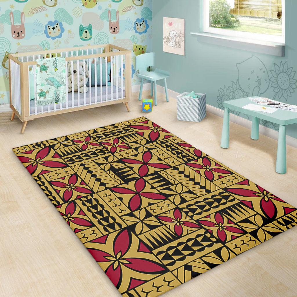 Samoa Area Rug Siapo Design Tribal Pattern Yellow-Myprintsy