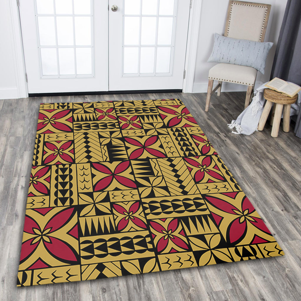 Samoa Area Rug Siapo Design Tribal Pattern Yellow-Myprintsy