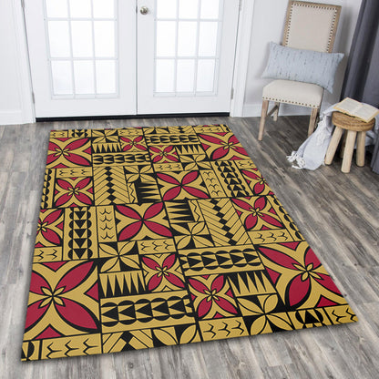 Samoa Area Rug Siapo Design Tribal Pattern Yellow-Myprintsy